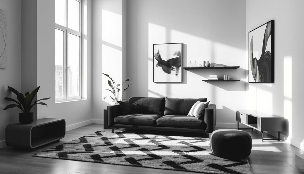 black and white home interior design