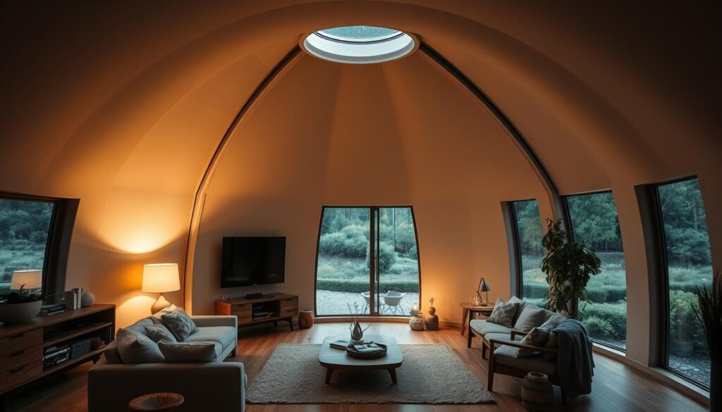 energy-efficient dome home interior