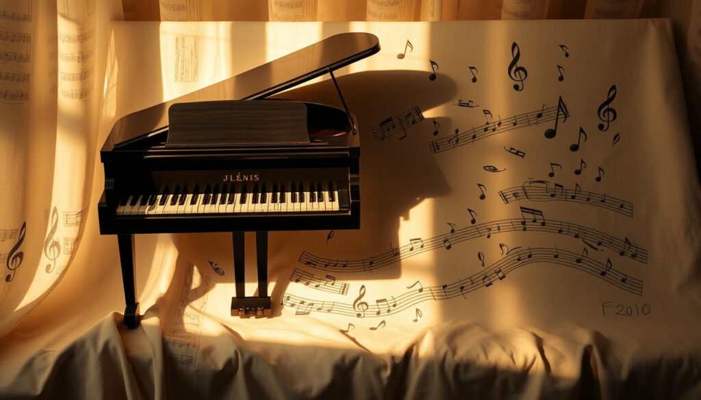 piano-themed canvas painting