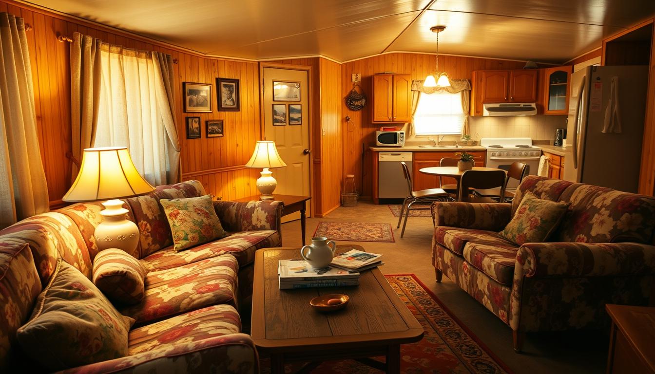 single wide 1960s mobile home interior
